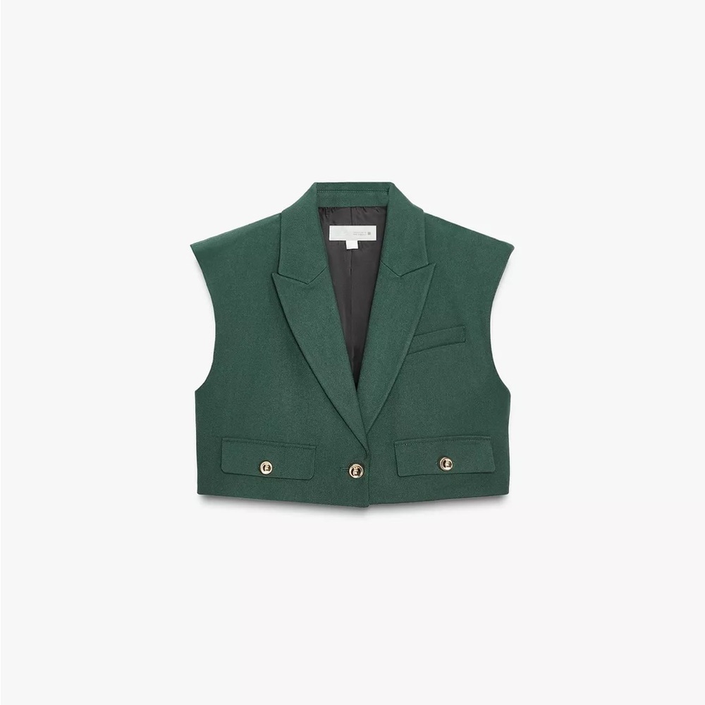Green Sleeveless Blazer Vest